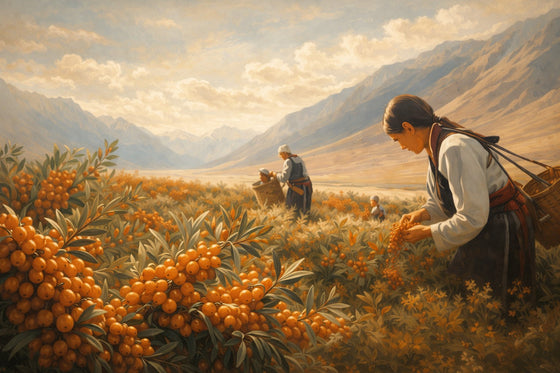 Wild-harvested sea buckthorn berries (Hippophae rhamnoides)