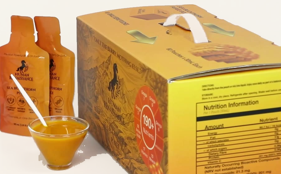 Sea Buckthorn Purée Box with pouches — 60-pouch supply