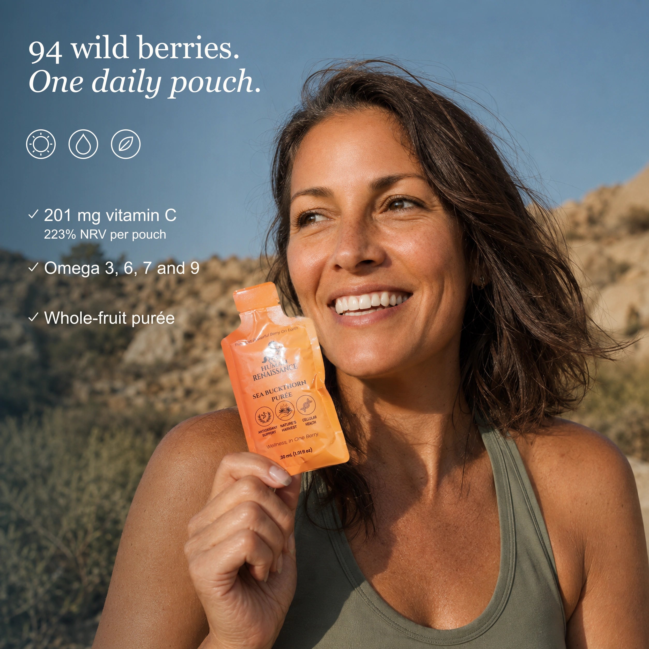 Human Renaissance sea buckthorn puree, sunlit active portrait